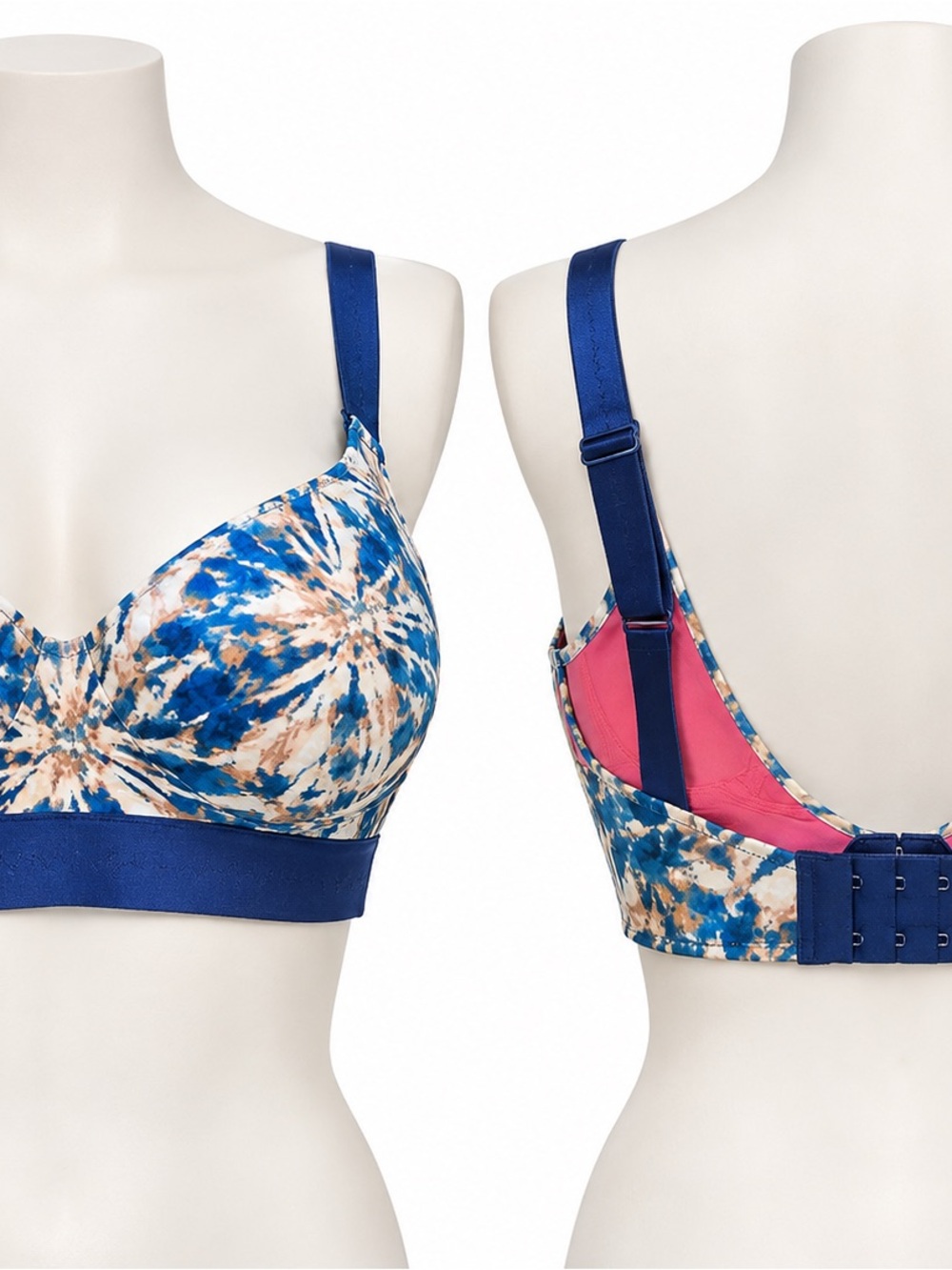 Victoria's Secret Blue Tie-Dye Support Bra with Pink Lining